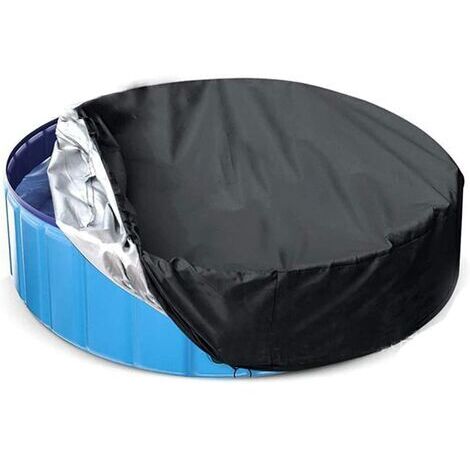 Round Pool Cover, 210D Oxford Fabric Pool Protective Cover, Tubular Pool Bubble Cover with Storage Bag and PU Coating for Above Ground Pool (Black, 122x30cm)