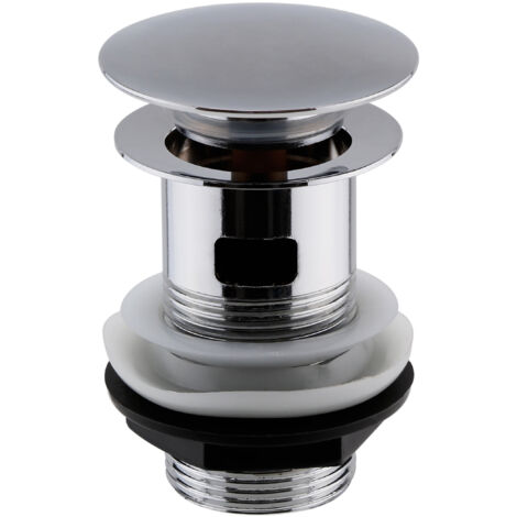 Round Push Button Basin Waste Slotted - Chrome