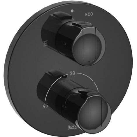ROUND - Robinet thermostatique encastré bain-douche T-1000 - ROCA Couleur : noir titane
