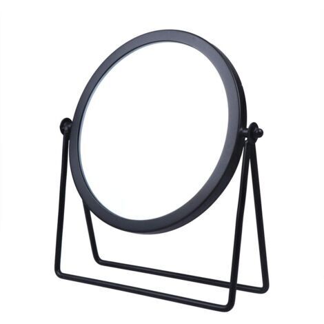 Round Round Metal Frame Swivel Makeup Mirror for Tabletop Black