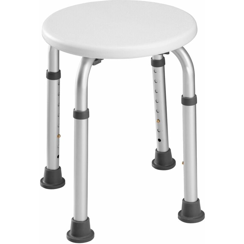 Bath seat adjustable height, round - shower chair, shower stool, shower seat - white
