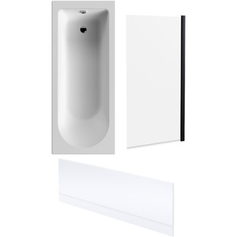 Round Single Ended 1700x700 Bath Set – Front Bath Panel & Black Screen
