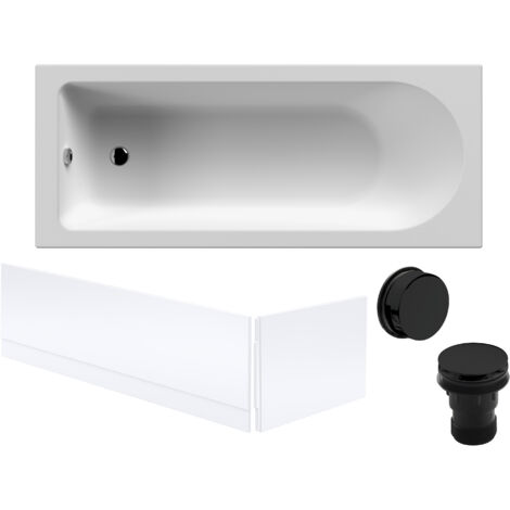 Round Single Ended 1700x700 Bath Set – Front Bath Panel & Black Waste