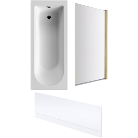 Round Single Ended 1700x700 Bath Set – Front Bath Panel & Brushed Brass Screen