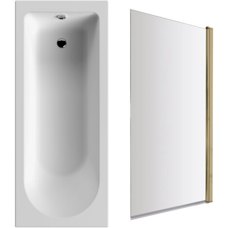 Round Single Ended 1700x700 Bath Set – Front Bath Panel & Brushed Brass Screen
