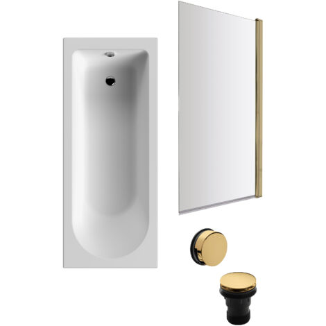 Round Single Ended 1700x700 Bath Set – Front Bath Panel & Brushed Brass Screen & Brushed Brass Waste