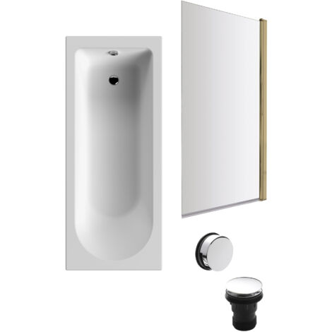 Round Single Ended 1700x700 Bath Set – Front Bath Panel & Brushed Brass Screen & Chrome Waste
