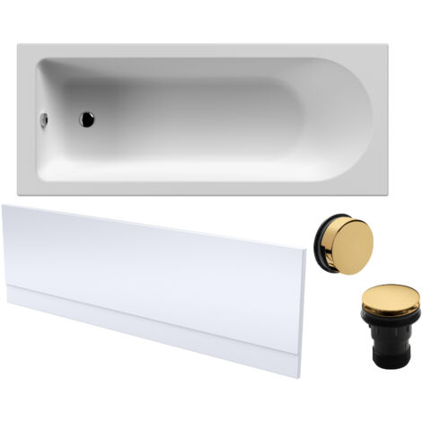Round Single Ended 1700x700 Bath Set – Front Bath Panel & Brushed Brass Waste