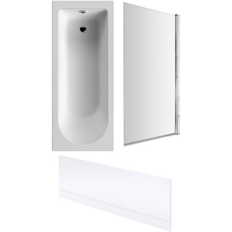 Round Single Ended 1700x700 Bath Set – Front Bath Panel & Chrome Screen