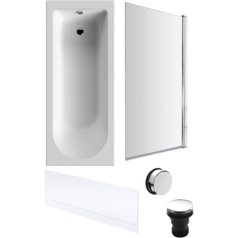 Round Single Ended 1700x700 Bath Set – Front Bath Panel & Chrome Screen & Chrome Waste