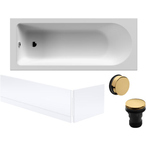 Round Single Ended 1700x700 Bath Set – Front & End Panels & Brushed Brass Waste