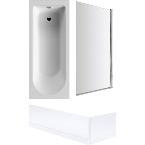 Round Single Ended 1700x700 Bath Set – Front & End Panels & Chrome Screen