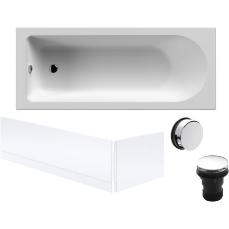 Round Single Ended 1700x700 Bath Set – Front & End Panels & Chrome Waste