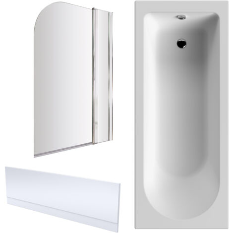 Round Single Ended 1700x750 Shower Bath Set – Front Panel, Round Bath Screen, Fixed Panel & Leg Set