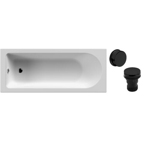 Round Single Ended Bath and Black Waste - 1700 x 700mm