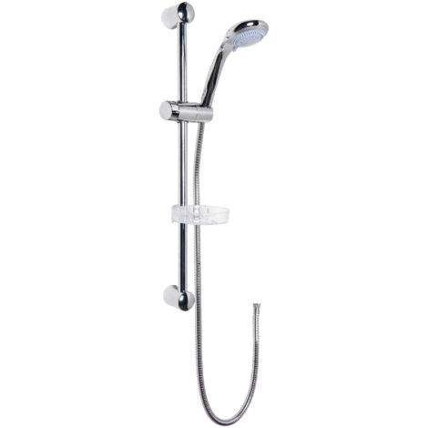 Round Slide Rail Shower Kit with Multi Function Head & Outlet Elbow - Chrome