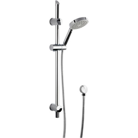 Round Slide Rail Shower Kit with Single Function Head & Outlet Elbow - Chrome