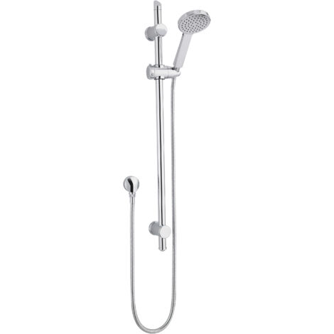 Round Slide Rail Shower Kit with Water Saving Head & Outlet Elbow - Chrome