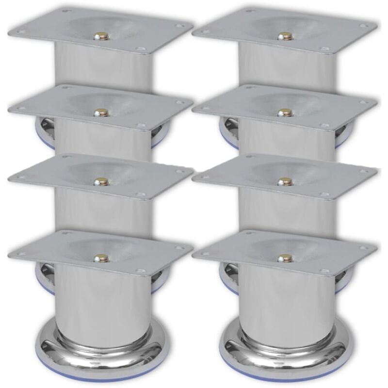 Vidaxl Round Sofa Legs 8 Pcs Chrome 60 Mm, Silver