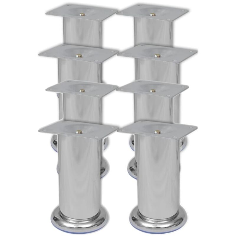 Vidaxl Round Sofa Legs 8 Pcs Chrome 120 Mm, Silver