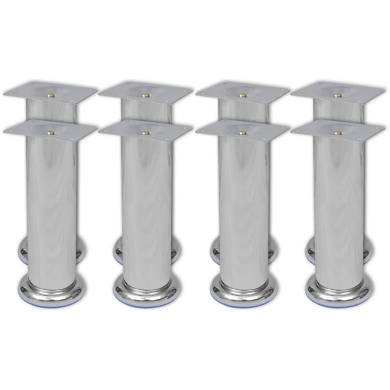 Vidaxl Round Sofa Legs 8 Pcs Chrome 180 Mm, Silver