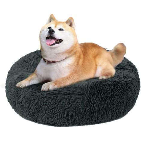 Round Soft Cat Dog Bed Round Plush Cat Bed Extra Soft Comfortable and Cute Pet Nest Deep Sleep Pet Washable Plush Mattress,Dark GrayØ 80cm Dark Gray-1