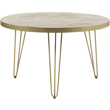 main image of "Round Solid Wood Dining Table 4 Seats Dallas Light Mango - Light Wood"