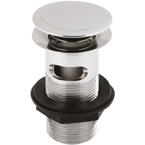 Round Stainless Steel Push Button Basin Waste Slotted - Chrome