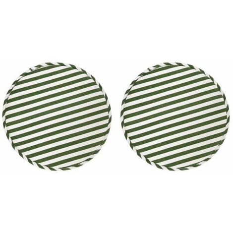 Round Stool Chair Cushions for Kitchen Dining Room Seat Cushions with Ties Set of 2 Non-Slip Cushions for High Stool Bistro Bar Chairs 13 Inch Seat, Green Stripe--