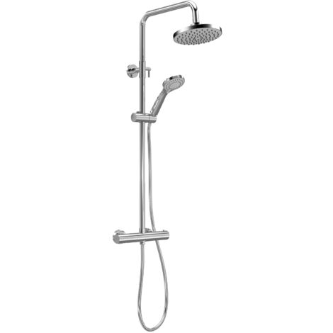 Round Thermostatic Shower Kit with Fixed Head & Adjustable Handset - Chrome