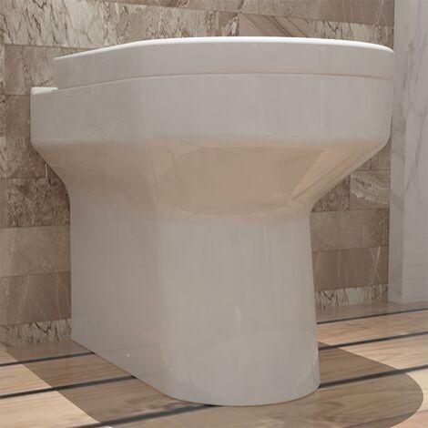 Round Toilet Back To Wall BTW Pan With Soft Close Seat Bathroom WC