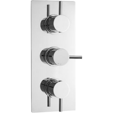 Round Triple Thermostatic Shower Valve With Diverter (3 Outlets) - Chrome - Balterley