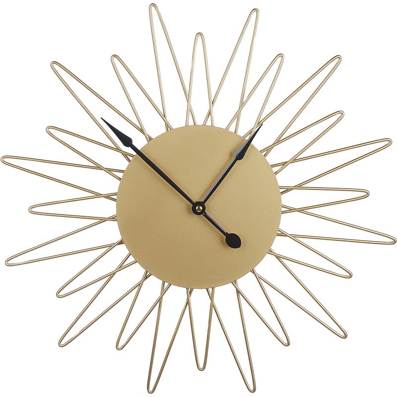 Round Wall Clock Sunburst Shape ø 50 cm Iron without Numerals Gold Belfart - Gold