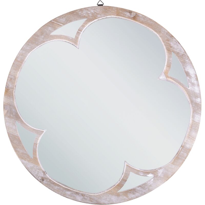 Round Wall Mirror Decorative Hanging ø 60 Whitewash Light Wood Monclova