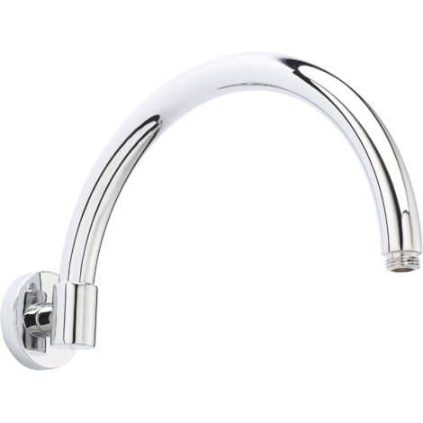 Round Wall Mount Curved Shower Arm - 303mm - Chrome