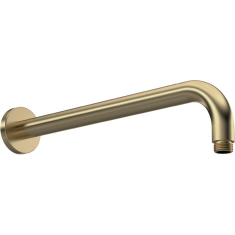 Round Wall Mount Shower Arm - 345mm - Brushed Brass