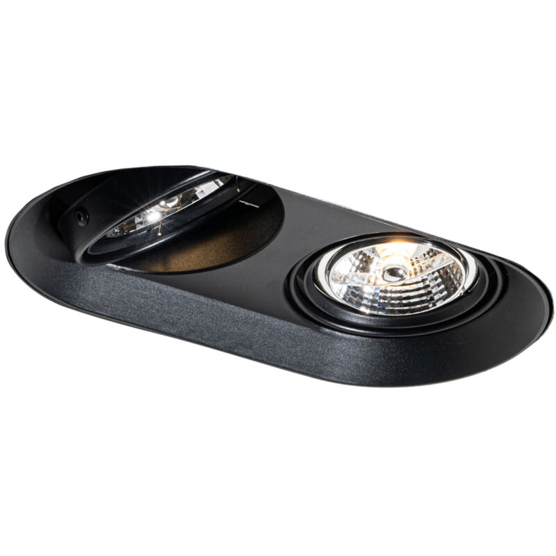 Qazqa Rounded Recessed Spotlight Black Gu10 70mm 2-light - Hubs