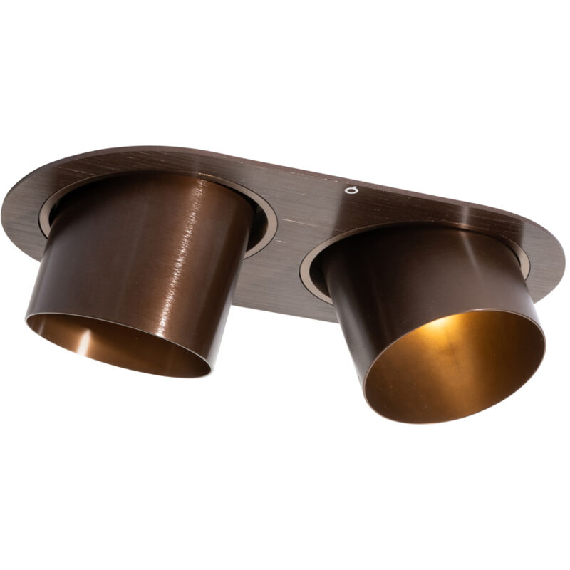 Qazqa - Rounded Recessed Spotlight Dark Bronze Gu10 70mm Tiltable 2-light - Installa