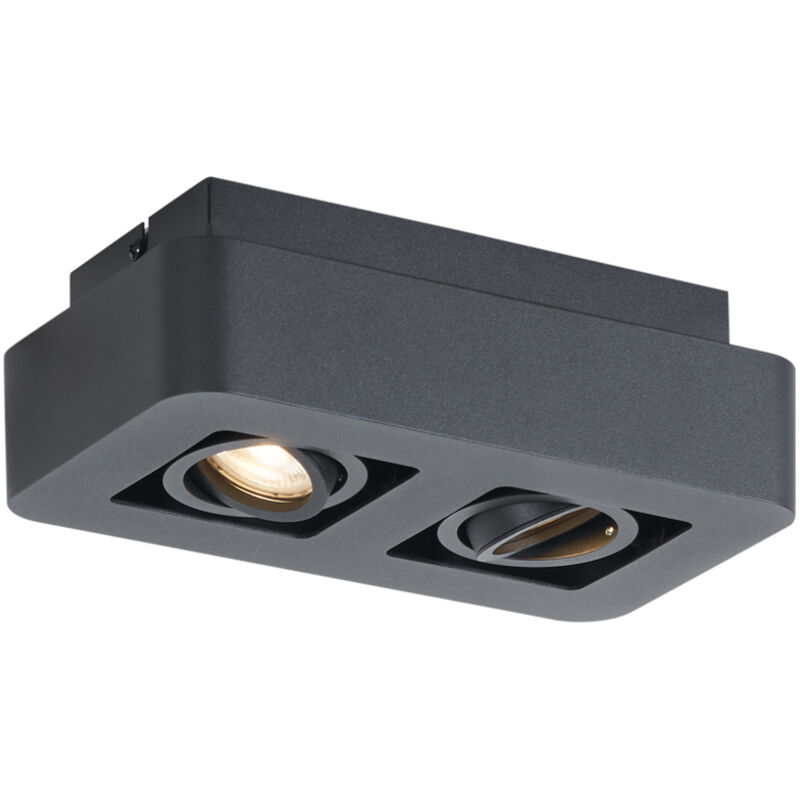 Qazqa - Rounded Surface-mounted Spotlight Black 2-lights Rotatable And Tiltable - Dox
