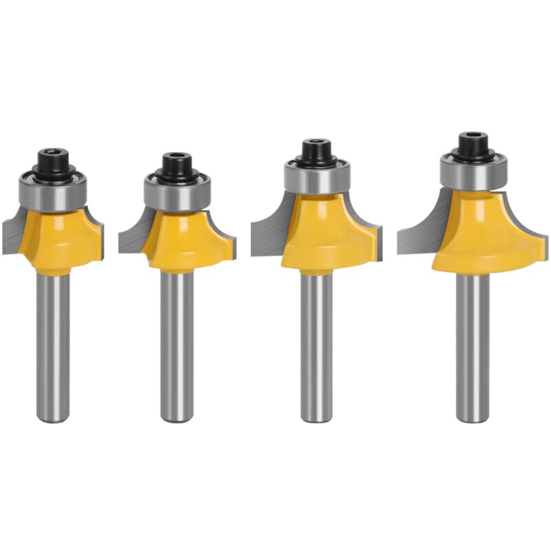 Rounding Cutter, Router Bit, Rounding Corner Radius, Edge Tool for Woodworking, Carpenter Tools, 4pcs