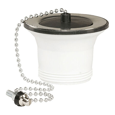 Rousseau - Bonde à Bouchon pour Évier Inox Percé - Sans Trop-Plein - Diamètre 50 mm - Cuvette Inox 70 mm - Chromé