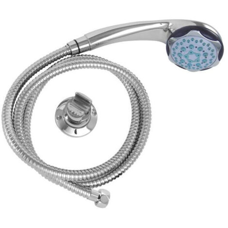 Edouard Rousseau – Pommeau de douche 80 mm 5 jets – Corps ABS chromé – Flexible inox 1,50 m – Économie d'eau – Picots anti-calcaire