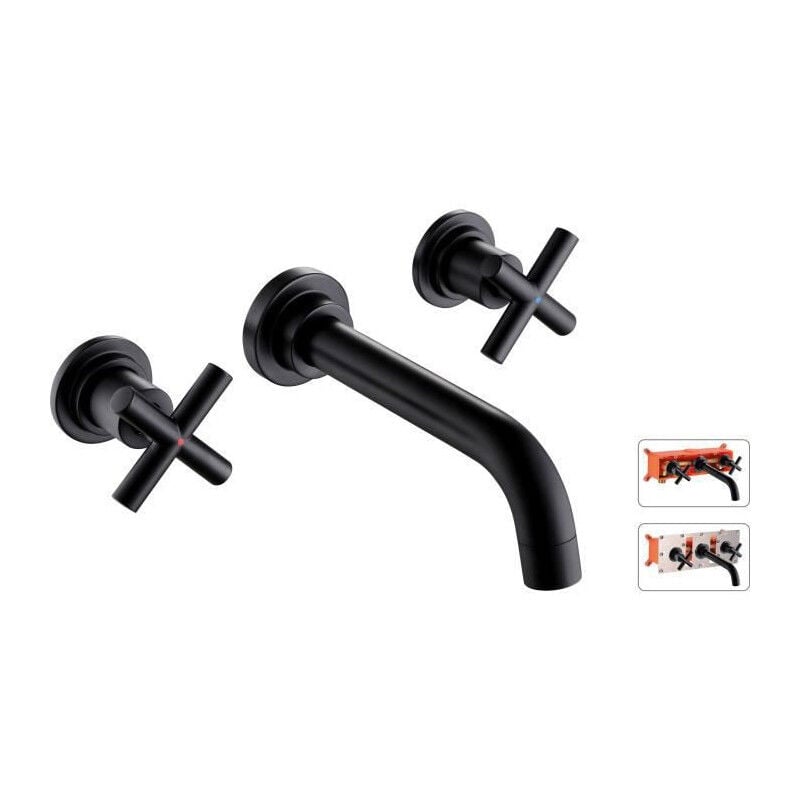 Edouard Rousseau - rousseau Wall Melangeur Lavabo + Boitier noir