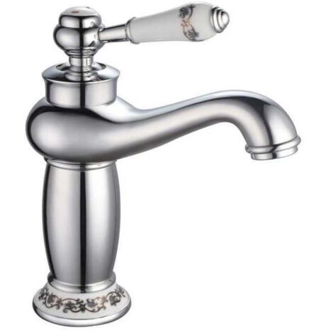 Hevenaov Rubinetto cromato per lavabo, miscelatore monocomando per lavabo, regolabile a caldo e a freddo, per il bagno