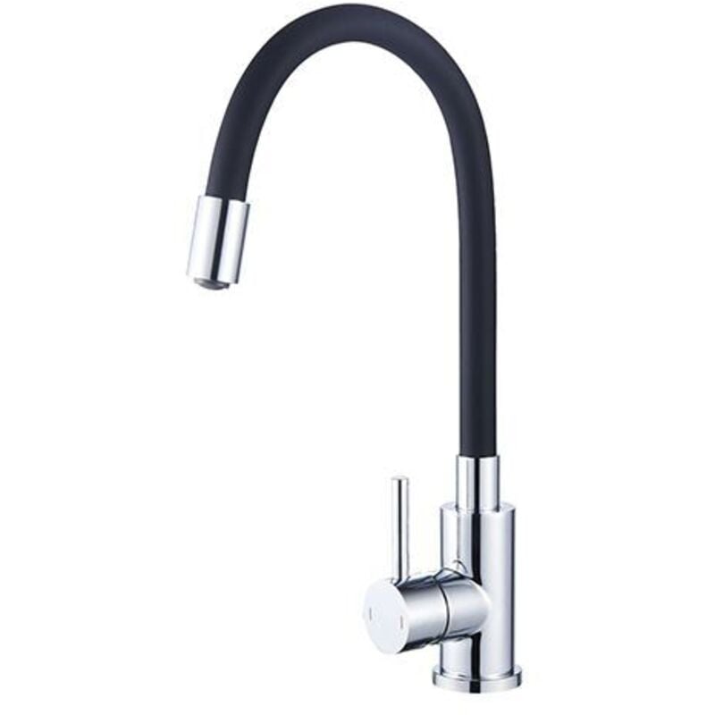 Rousseau Robinet mitigeur de cuisine Koben - Sans douchette - Memoire de forme - Gris et noir