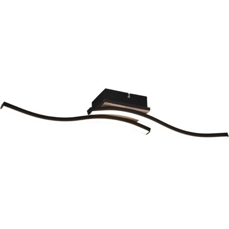 ROUTE PLAFONIERA LED  10W 1000lm, 3000K 2 BACCHETTE ONDULATE ANTRACITE CON EFFETTO LEGNO L. 56CM