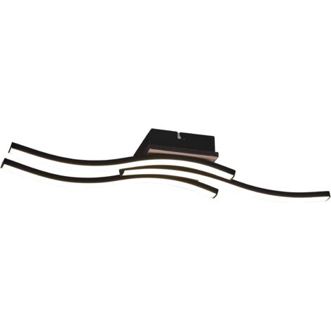 ROUTE PLAFONIERA LED  15W 1000lm, 3000K 3 BACCHETTE ONDULATE ANTRACITE CON EFFETTO LEGNO L. 56CM
