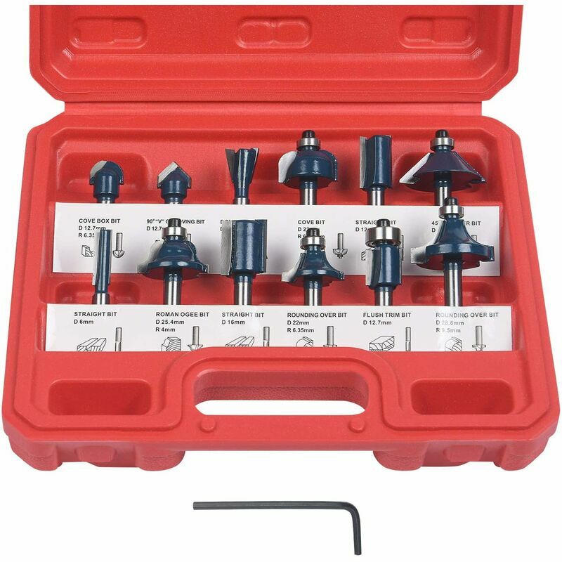 Router Bit, 12 PCS Straight Groove Cutters, Groove Cutter Set Wood Cutter Woodworking Tool Woodworking Tool (Plastic Case)