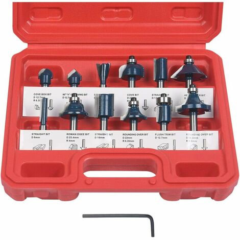 Router Bits, 12 PCS Straight Slotting Cutters, Groove Cutter Set Wood Cutter Cutting Woodworking Tool(Plastic Case)