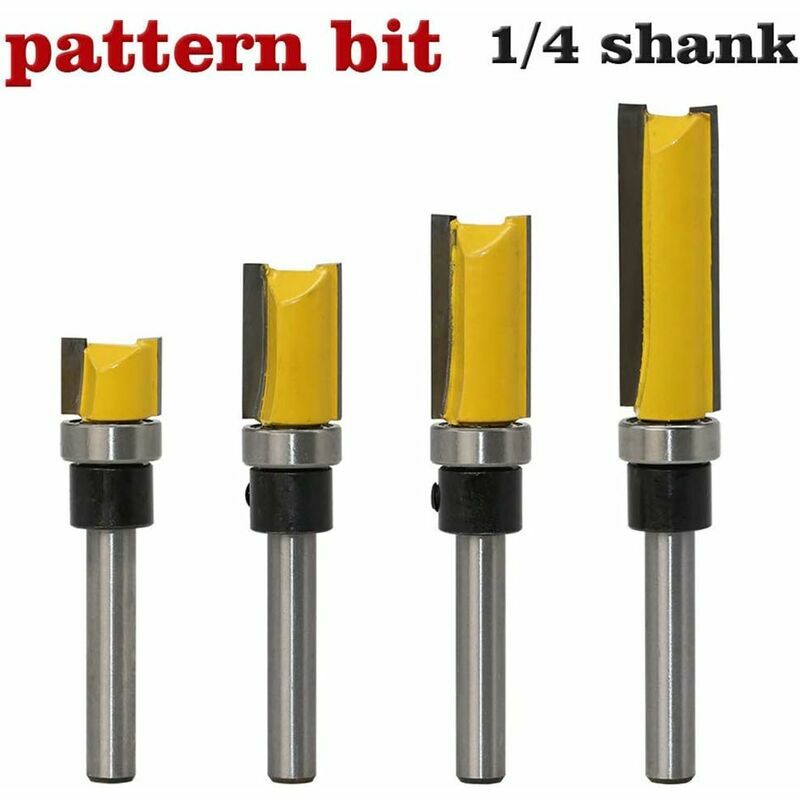 Router, Flush and Router Bit Set 1/2' Diameter Flush Trim Pattern Router Bit Set Wood Bearing Milling Cutter Set with Bit